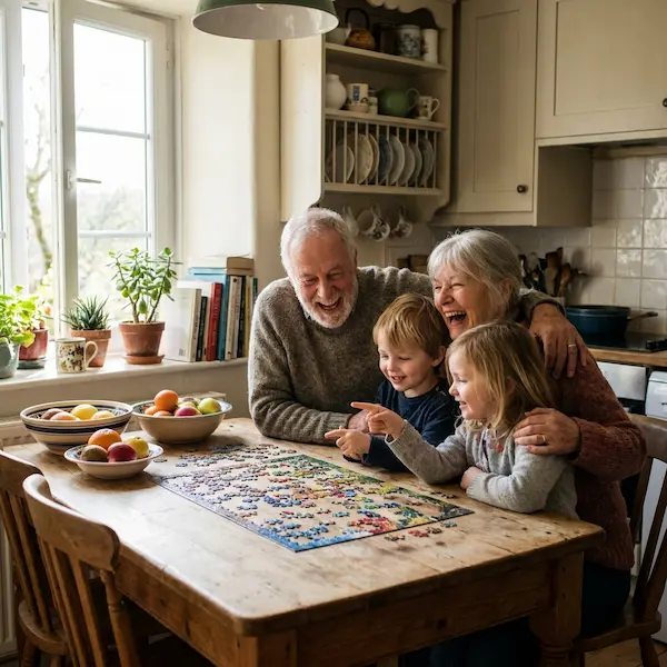 Grandparents fully present, enjoying family time